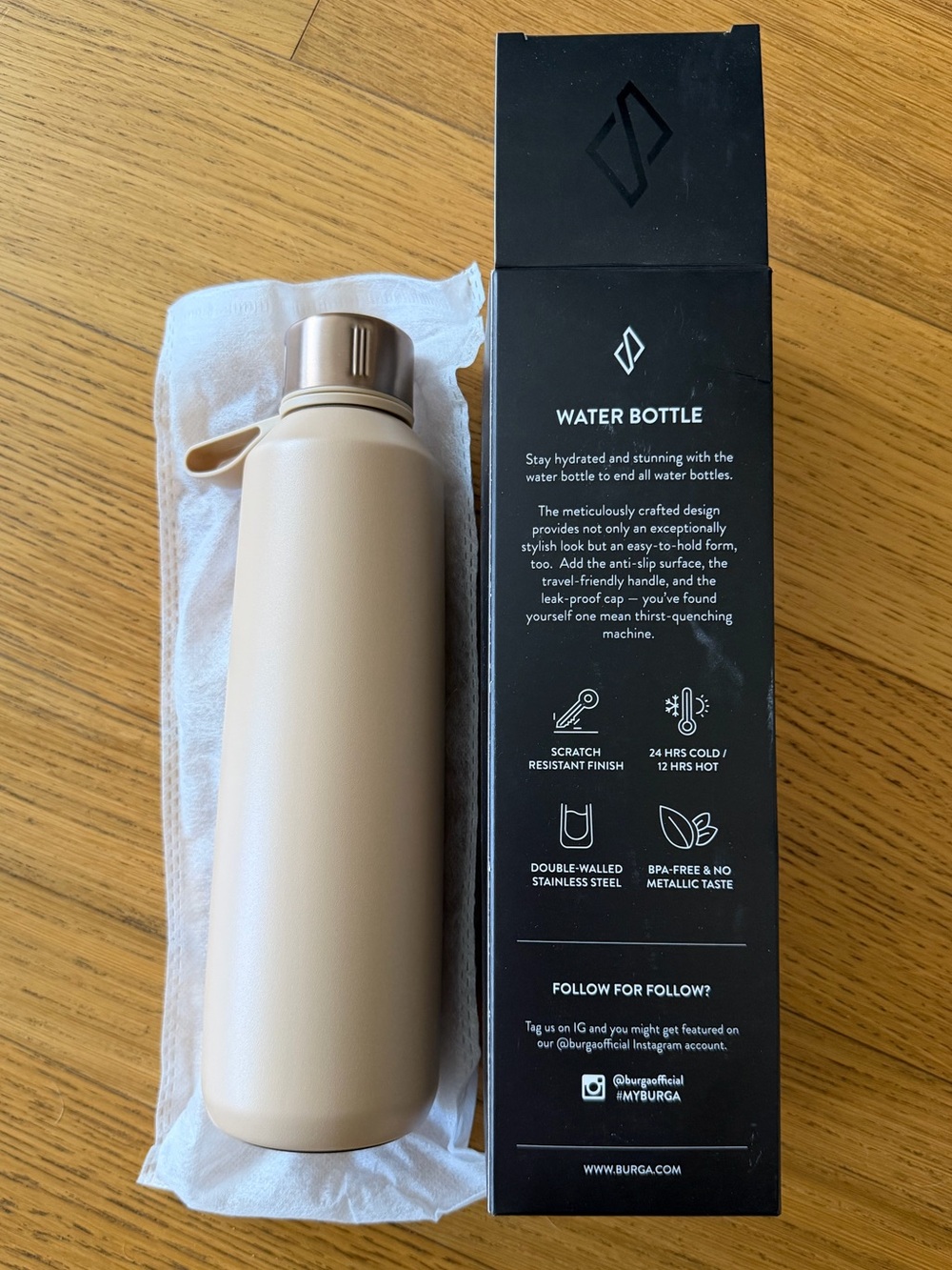 Burga Sand Nude Water Bottle NWT